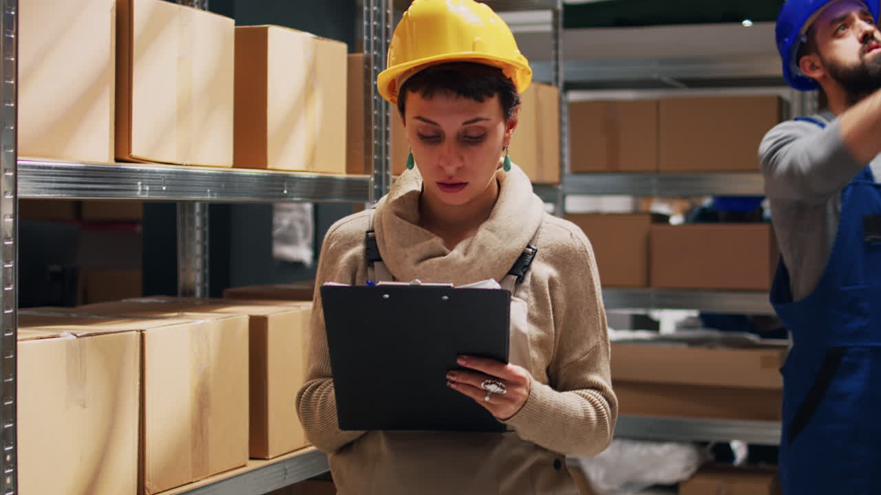 trabajador de almacén comprobando el inventario