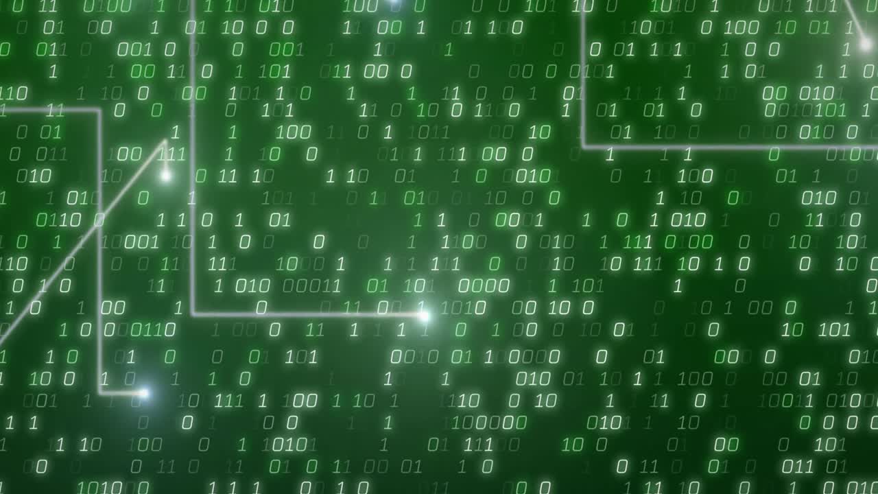 Animation of data processing on black background