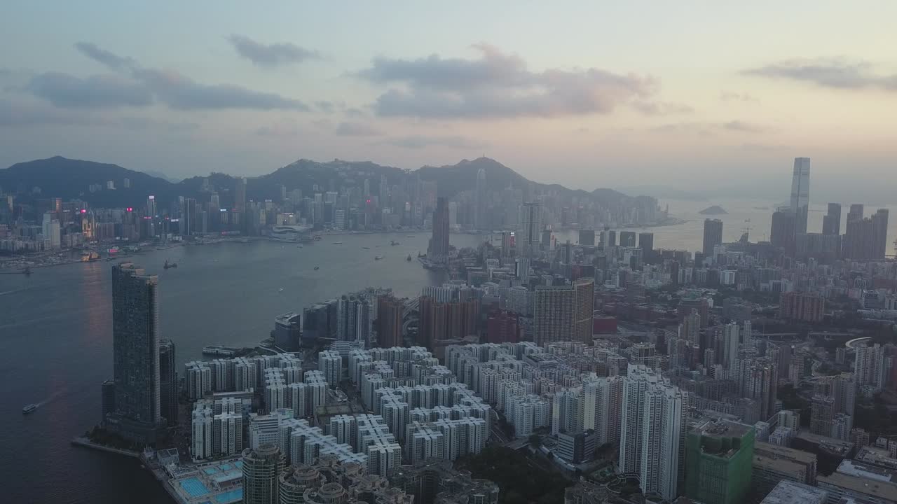 imagen aérea del distrito de kowloon en hong kong