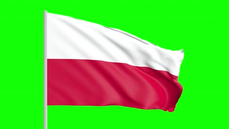 national flag of poland waving in the wind on green screen with alpha matte