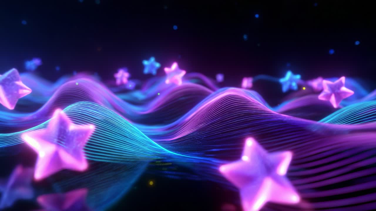 Mesmerizing Waves of Light and Stars: A Stunning Visualization of Vibrant Colors and Dynamic Movement that Captures the Eye, Creating an Enchanting Atmosphere of Beauty and Imagination