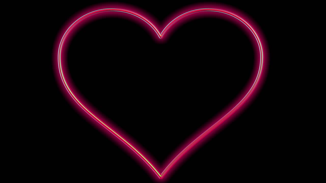 검은 표면 배경에 빠르게 깜박이는 붉은 심장 모양, 사랑 디자인 애니메이션