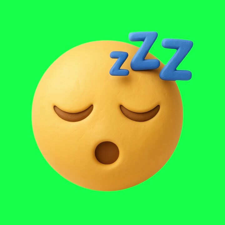 3D Sleeping Emoji with Zzz Symbols on Green Screen