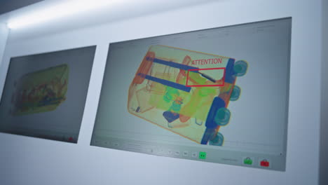 x-ray luggage scan showing potential threat