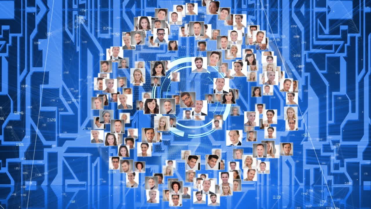 animación del globo sobre personas fotografías red de conexión