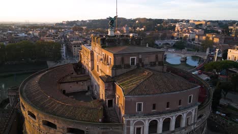 castel sant'angelo - drone orbiting above famous roman landmark