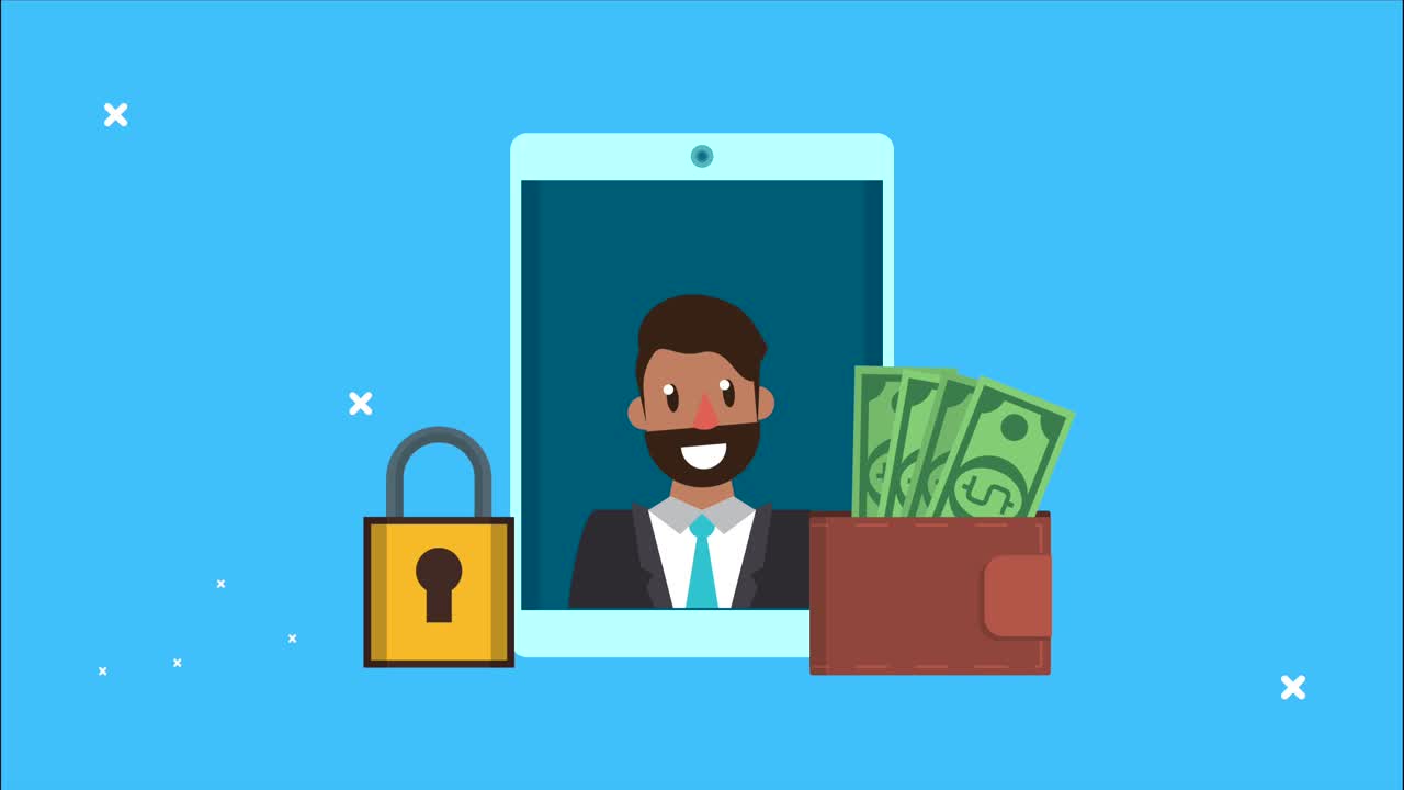 smartphone device with user and dollars ecommerce technology