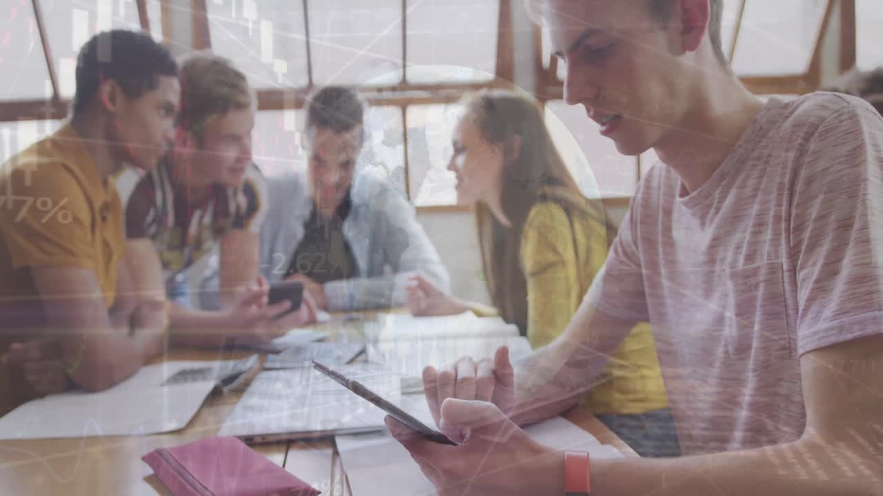 animación de gráficos sobre diversos alumnos utilizando la tableta