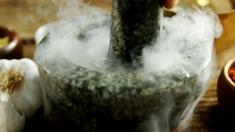 smoke in mortar and pestle 4k