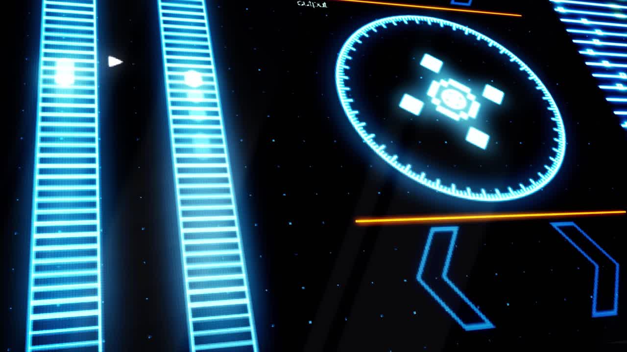 Interfaccia digitale futuristica con linee luminose e griglia