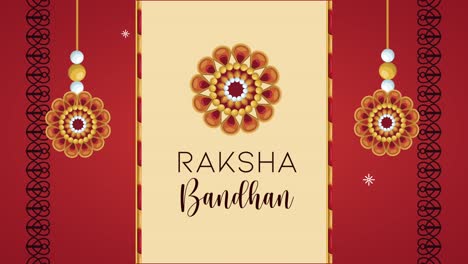 poster de celebración de raksha bandhan con letras y decoraciones florales