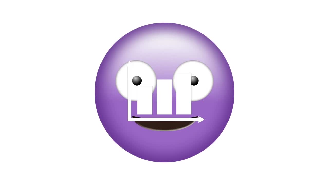 animación del icono del emoji feliz sobre la estadística