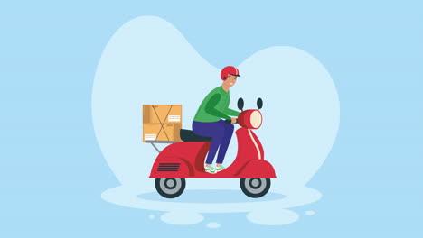 delivery service in motorcycle animation