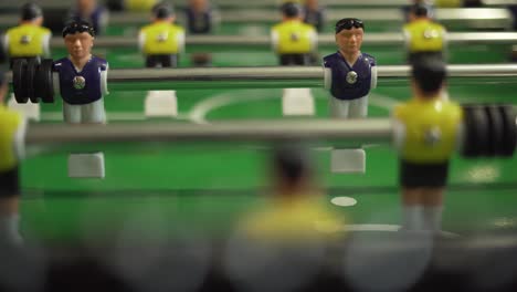 closeup of playing table football between yellow and blue teams, foosball
it's also a sport, and one that is played on every continent