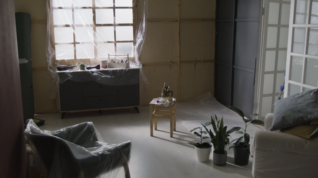 Interior of a room with furniture and plants