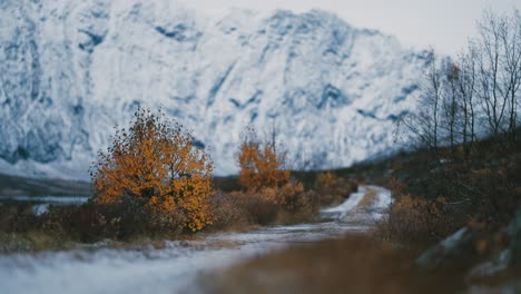 the light first snow covers the steep mountainsides-2