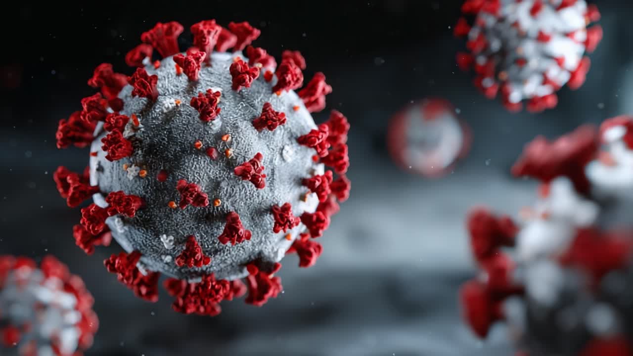 Detailed Close-Up Visualization of a Virus Structure, Showcasing Intricate Spike Proteins and Surface Morphology in Stunning High Definition