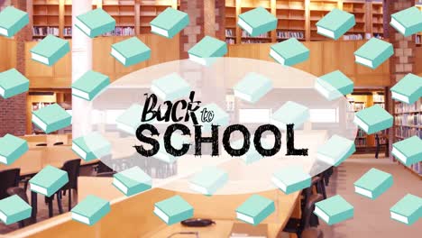 Animation-of-back-to-school-text-over-book-digital-icons-and-classroom