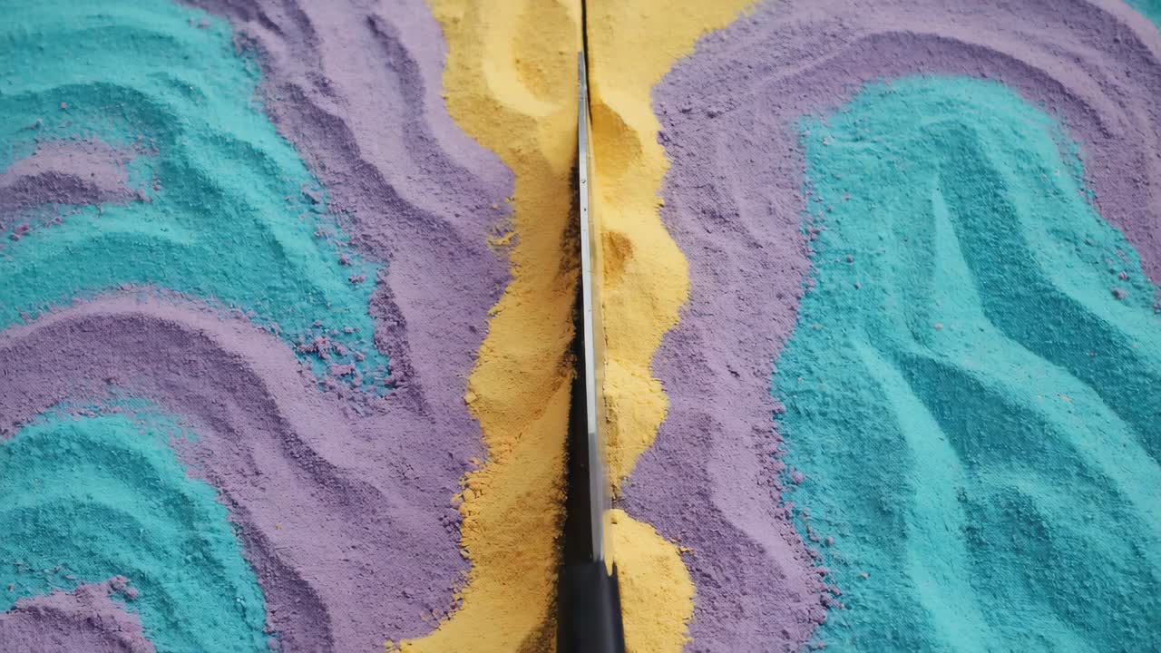 Sand art with a knife