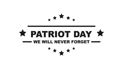 usa patriot day logo animation. patriot day and we will never forget text with stars isolated on white and green chromakey background. animated in 4k