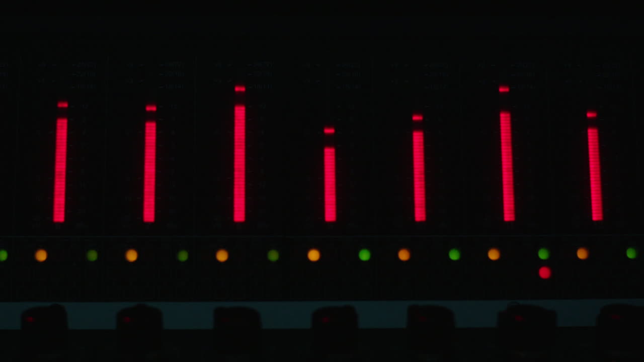 Audio Mixer with Red Level Indicators