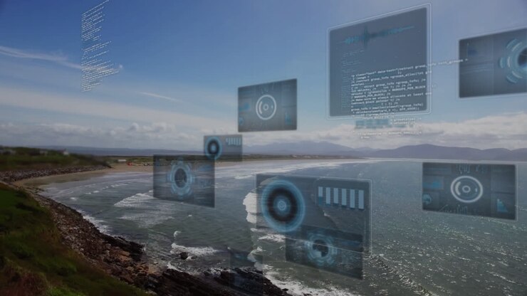 Animation af databehandling over landskab