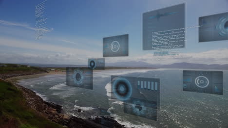 animation of data processing over landscape