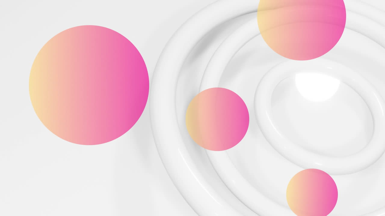 bolas de color rosa a naranja sobre círculos blancos pulsantes