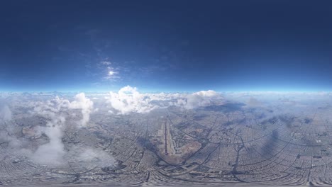 a 360-180 panorama of flying over the city of tehran iran, mehrabad airport. perfect for cg vfx projects.. if you needed its 16k shot! let me know