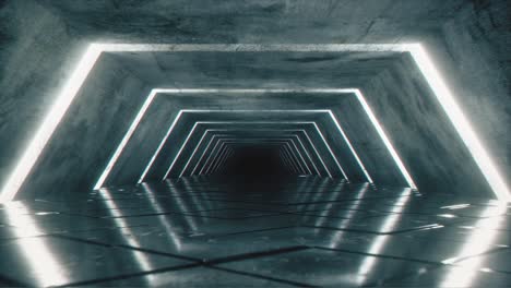 futuristic concrete tunnel with neon lighting