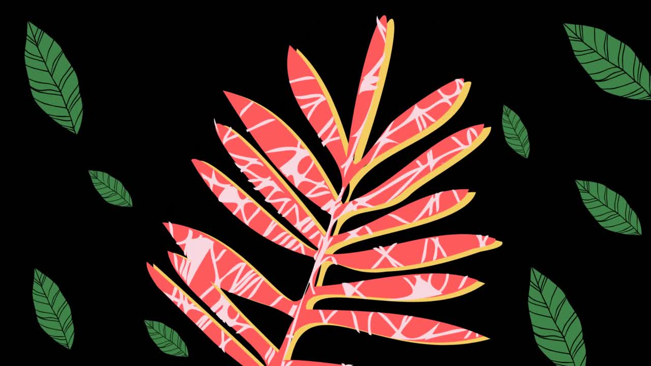 animación de hojas que crecen sobre un fondo negro