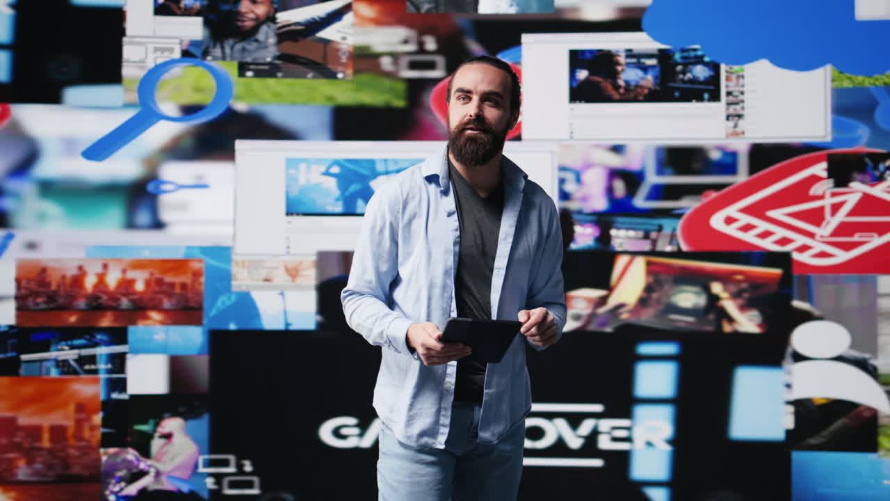 E commerce expert does a live presentation of media web platforms