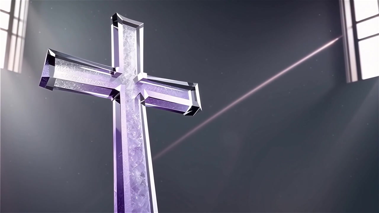 Croce Cristiana Luce Celestiale Sfondo per il Culto.