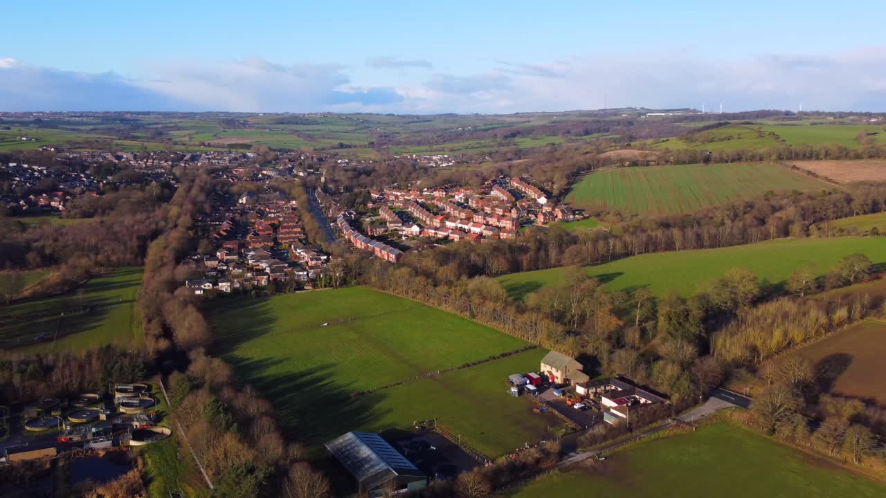 Drone footage panning the County Durham Countryside in Milton, Lanchester