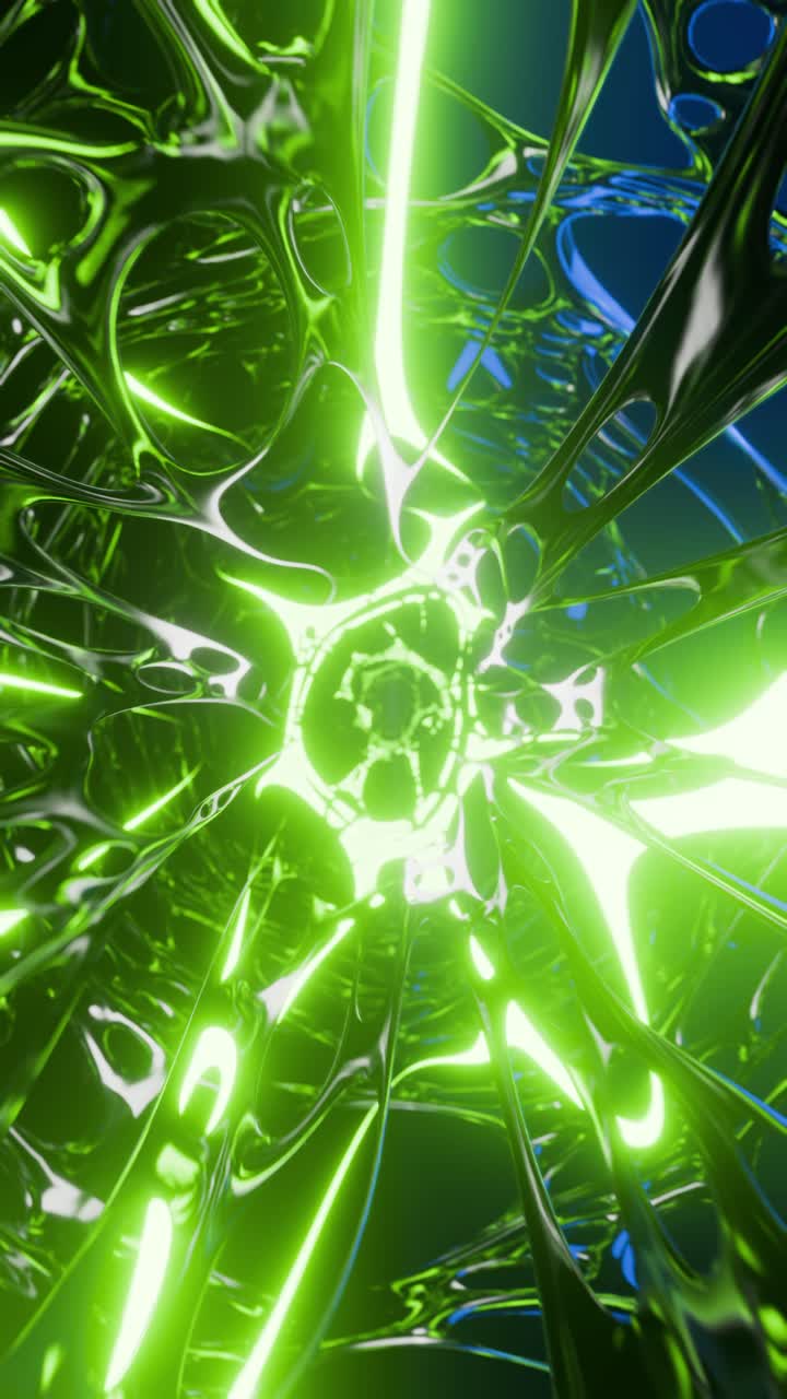 3D animated background of abstract seamless loop tunnel with neon light effects