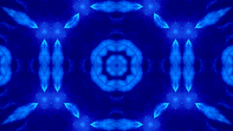 microworld, mandala o fondo abstracto de neón ornamental. composición azul simétrica compleja con partículas de brillo que forman estructuras onduladas como en un caleidoscopio. animación suave en bucle 4k 3d. 18