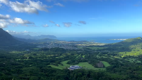 panorama of windward oahu from the pali lookout on oahu, hawaii