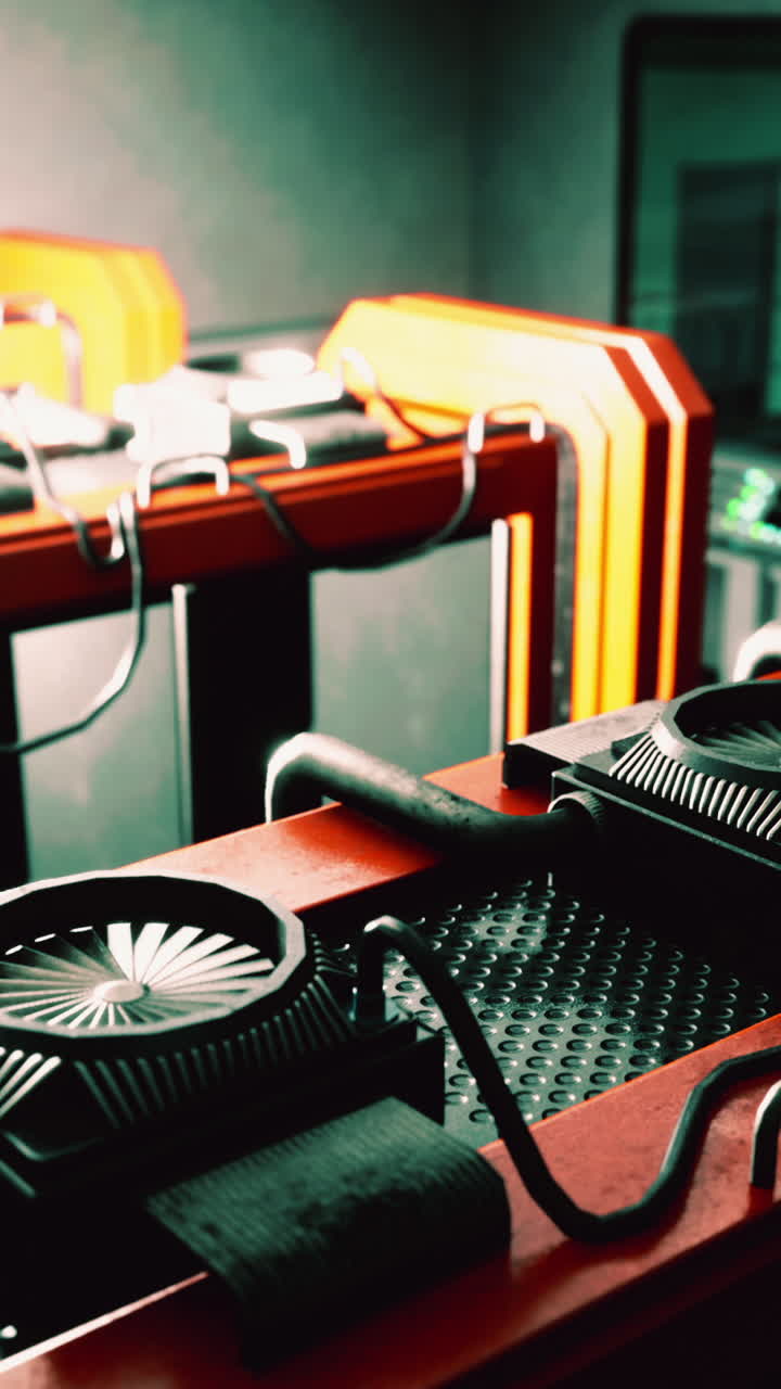 Futuristic Computer Room with Cooling Systems