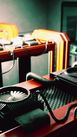 sala de computadoras futurista con sistemas de refrigeración