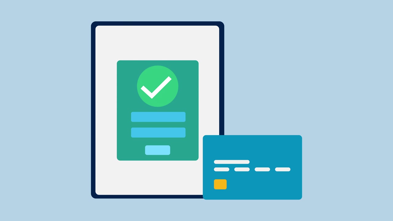 Animated Banking App Interface with Credit Card Payment Confirmation
