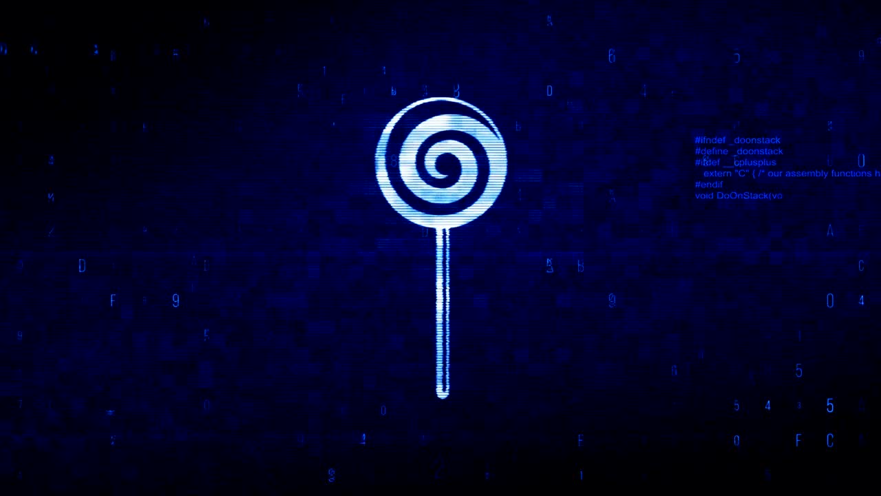 el símbolo del caramelo de piruleta es la animación de error de ruido de píxeles digitales.