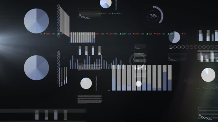 Animation of data processing in dark background