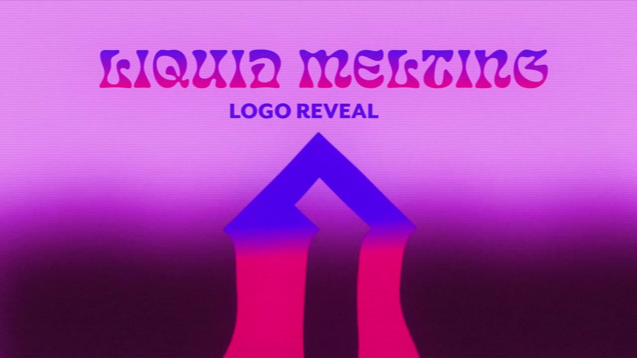 Nestemäinen sulava logon paljastusanimaatio retrotypografialla