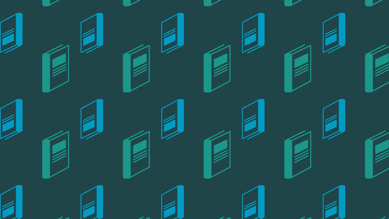 Animation of school items icons moving on green background