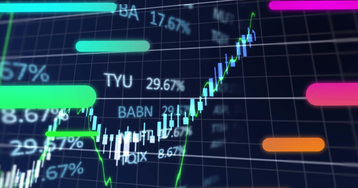 격자 위로 금융 데이터 처리 애니메이션