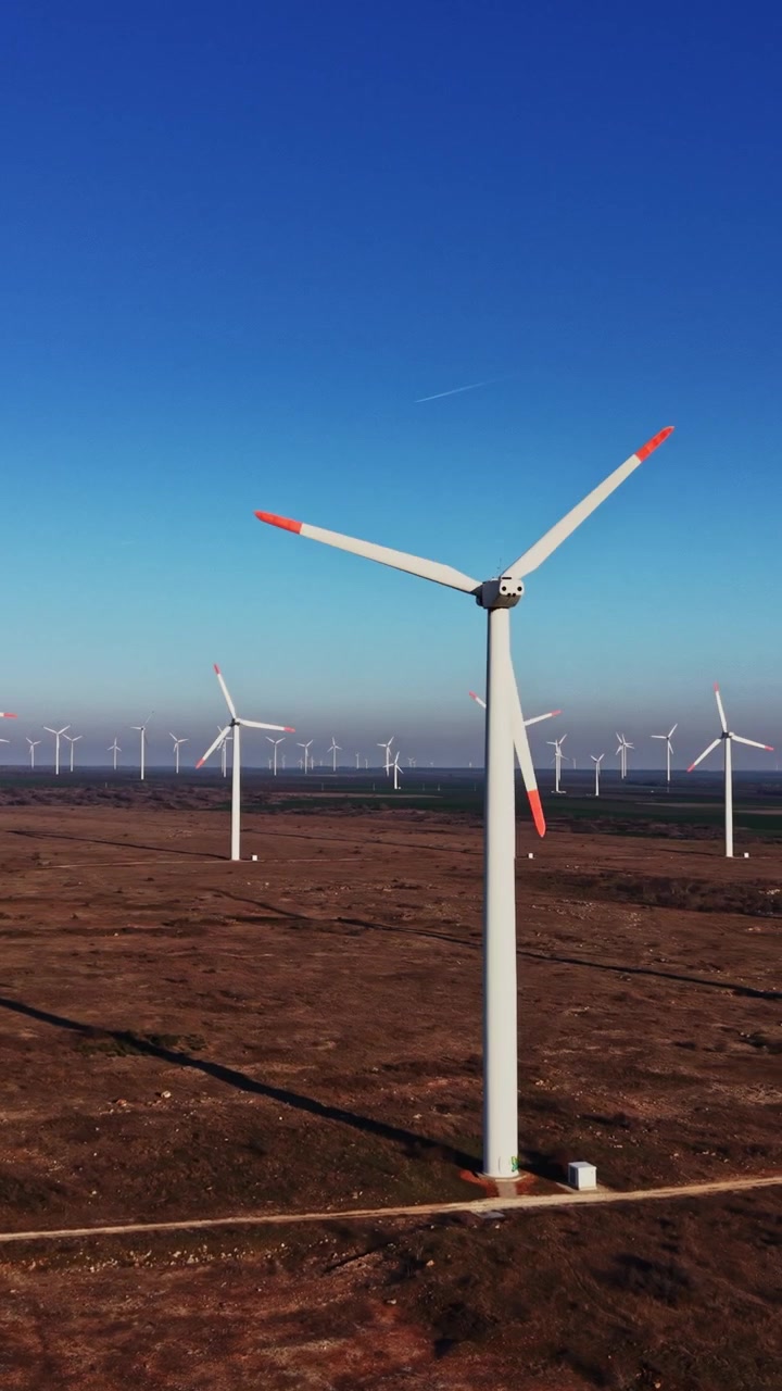 Le turbine eoliche generano energia in un vasto campo aperto durante il giorno