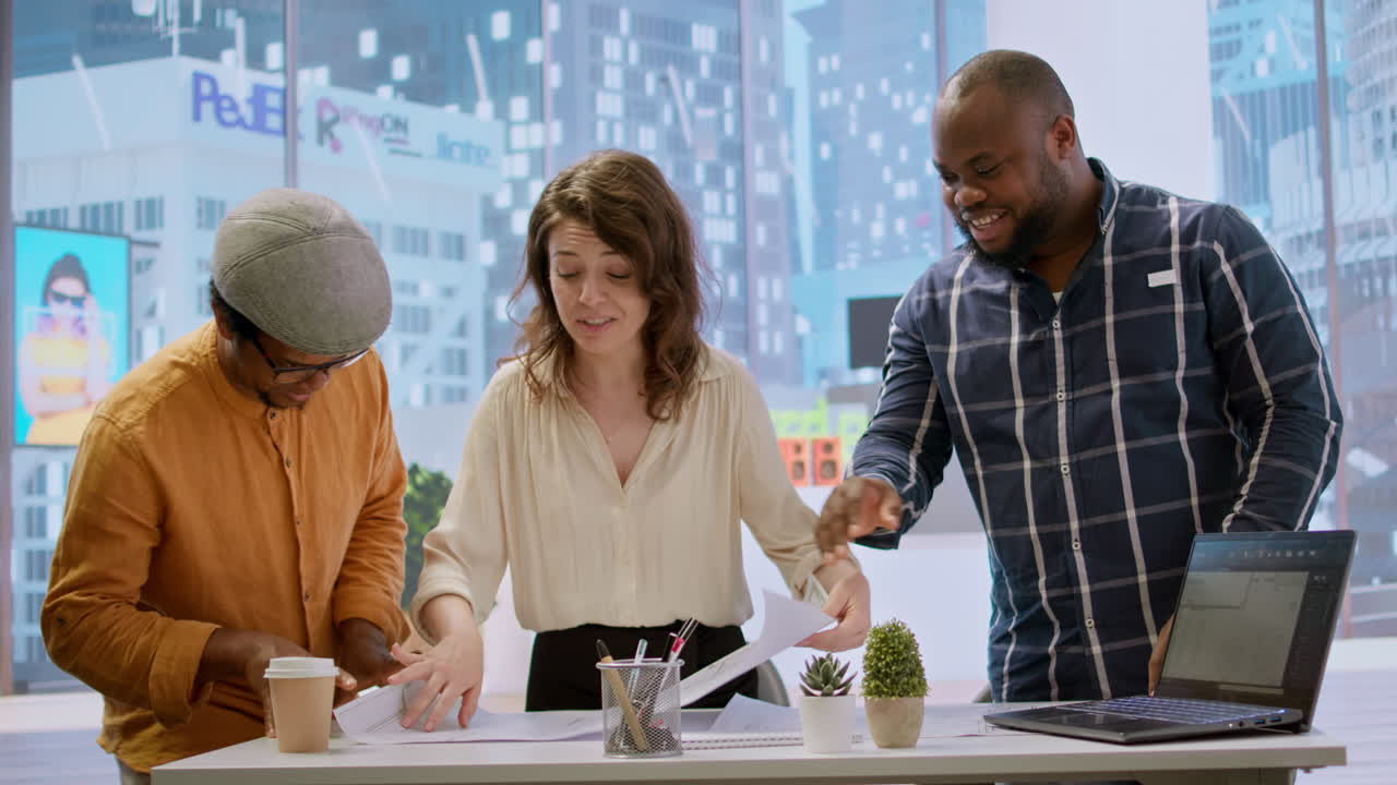 Business woman negotiating contract terms and reaching an agreement