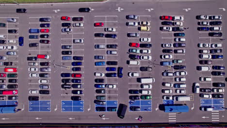 aerial view a large number of cars different brands standing parking lot