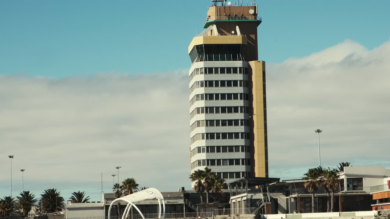 Cape town Victoria and Alfred city harbour scenic ocean sailing port tower dolly right by ship view