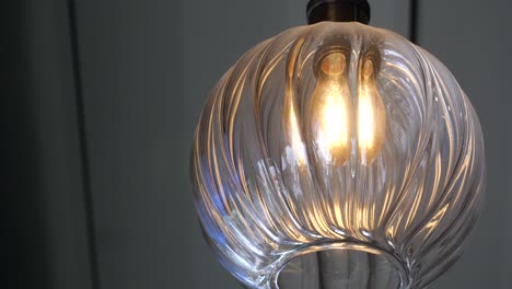 close-up of a clear glass pendant light